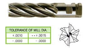 10487CF 2 x 2 x 5 x 8-3/4 6 FLUTE SINGLE END WITH COMBINATION 2" SHANK TIALN-FUTURA COATED 8% COBALT End Mill