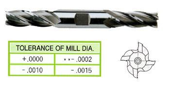 12039HC 1/8 x 3/8 x 3/8 x 3-1/16 4 FLUTE REGULAR LENGTH DE TICN COATED HSS End Mill