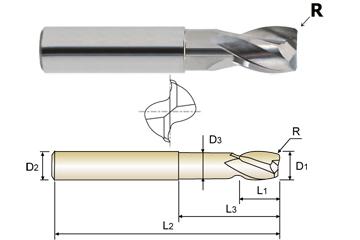 2 FLUTE REGULAR LENGTH RADIUS & NECK ALU-POWER