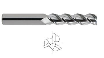 36593TC 1/2 x 1/2 x 2 x 4 3 FLUTE LONG 45 DEGREE HELIX TICN-COATED ALU-POWER End Mill