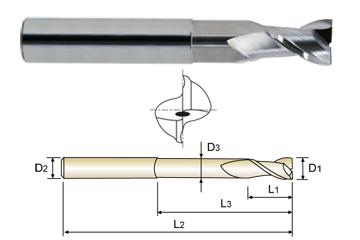 2 FLUTE 37 DEGREE HELIX EXTENDED NECK ALU-POWER