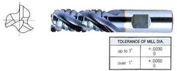 3 FLUTE EXTRA LONG LENGTH CORNER RADIUS ROUGHER FOR ALUMINUM T-15