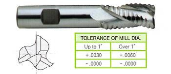 66426CC 1 x 1 x 2 x 4-1/2 3 FLUTE REGULAR LENGTH SE HI-HELIX ROUGHER TICN COATED 8% COBALT End Mill