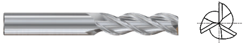 E5G97889 1(R.120) x 1 x 1-1/4 x 4 ALU-POWER HPC 3 FLUTE CORNER RADIUS 37 DEGREE HELIX END MILL