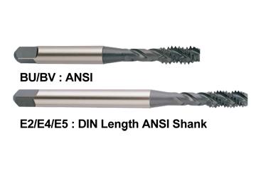 BV284 M5x0.8, D4 3 FLUTED METRIC SPIRAL FLUTED MODIFIED BOTTOMING HARDSLICK COATED TAP