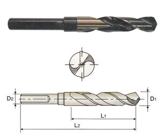 D1191112 YG 1-3/16" Diameter x 1/2 Shank x 3 LOF x 6 OAL HSS(M2) 118 DEGREE SPLIT POINT 3 FLAT GOLD & BLACK Silver & Deming DRILL