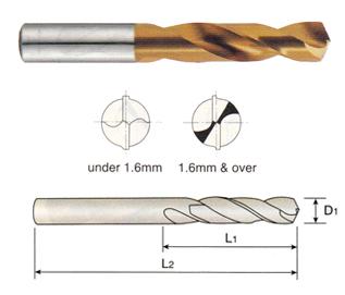 D4107010 YG 1mm Diameter x 6mm LOF x 26mm OAL HSS(M42) STUB LENGTH DIN1897 SPLIT POINT DRILLS TIN COATED