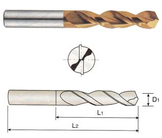 DN514007 YG 7/64" Diameter x 13/16" LOF x 1-13/16 OAL HSS(M35) SCREW MACHINE PARABOLIC TIN COATED DRILL