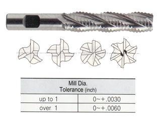 E9A87032TF 1/2 x 1/2 x 2 x 4 4 FLUTE LONG LENGTH CENTER CUT COURSE PITCH ROUGHER TIALN-FUTURA COATED POWDER METAL TANK-POWER End Mill