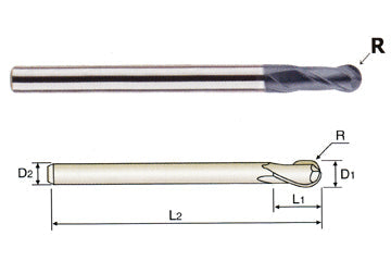 GM961008 1/8 x 1/4 x 5/16 x 2-3/4 X-POWER PRO 2FL BALL MEDIUM END MILL