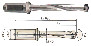 ZJ0704 YG I-DREAM DRILL HOLDER, FLANGED SHANK (7XD) INSERT RANGE 1.2402~1.2594 x 1-1/4 x 9-7/16 x 12-11/16