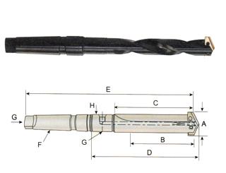 P08254 1*3-16-1*3/8 #4, Series #2.5 TAPER SHANK & HELICAL FLUTE MEDIUM LENGTH SPADE DRILL HOLDER