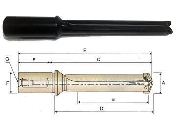 P26102 1, 45/64~15/16 x 1 x 2-9/32 FLANGED STRAIGHT SHANK / FLUTE INTERMEDIATED SPADE DRILL HOLDER