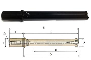 P27404 4, 1-29/32~2-9/16 x 1-1/2 x 2-11/16 FLANGED STRAIGHT SHANK / FLUTE STANDARD SPADE DRILL HOLDER