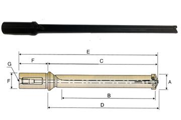 P28203 2, 31/32~1-3/8 x 1-1/4 x 2-9/32 FLANGED STRAIGHT SHANK / FLUTE EXTENDED SPADE DRILL HOLDER