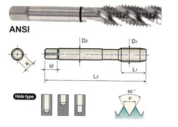 T2363C 12-24, H3 3 FLUTE SPIRAL FLUTED COMBO TAP FOR MULTI-PURPOSE TICN COATED HSS-EX