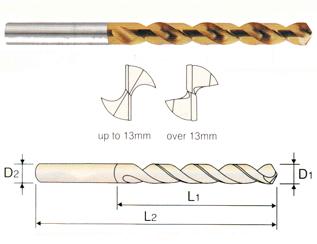 1081KCN 10.8 x 94 x 151 HSS-EX HPD-SUS POWDERED METAL TWIST DRILL TiN-COATED (JOBBERS)