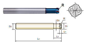 G859082 8 x 8 x 60 CR2.0 4 FLUTE CORNER RADIUS HIGH FEED END MILL FOR HIGH SPEED CUTTING