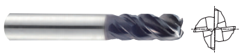 UGMG42S944 1/2(R.030) x 1/2 x 1-5/8 x 4 TitaNox-POWER DOUBLE CORE 4 FLUTE CORNER RADIUS END MILL