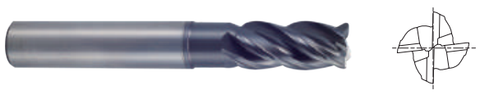 UGMF75911 1(R.030) x 1 x 1-1/8 x 3 x 6 V7 PLUS A 4 FLUTE MULTIPLE HELIX CORNER RADIUS EXTENDED NECK FLAT SHANK END MILL