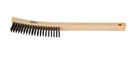 Curved Handle Scratch Brush - 4x19 Rows, CS Wire, Plastic Block