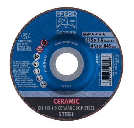 4-1/2" x .080" Cut-Off Wheel, 7/8" A.H. - CERAMIC SGP STEEL - Type 1