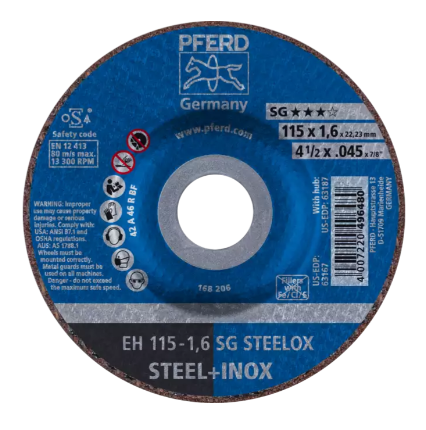 4-1/2" x 3/32" Cut-Off Wheel, 5/8-11 Thd. - SGP STEELOX - Type 27