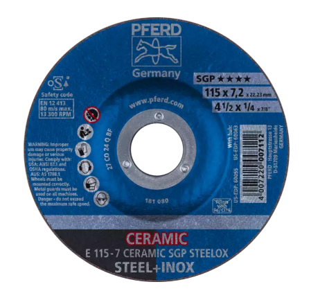 5" x 1/8 Grinding Wheel, 5/8-11 Thd. - CERAMIC SGP STEELOX - Type 27