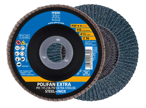 4-1/2" X-LOCK POLIFANÃ‚Â® Flap Disc - Z SGP STRONG STEEL, Zirconia, 50 Grit, Conical