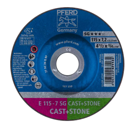 7" x 1/4 Grinding Wheel, 5/8-11 Thd. - SG CAST+STONE - Type 27