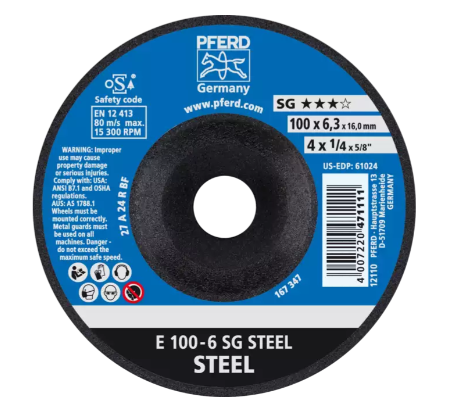 4-1/2" x 1/4 Grinding Wheel, 5/8-11 Thd. - SG STEEL - Type 27