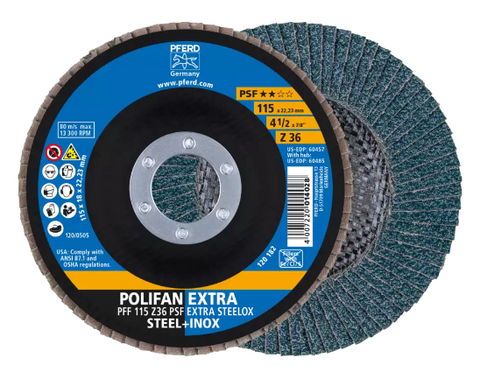 5" X-LOCK POLIFANÃ‚Â® Flap Disc - Z PSF EXTRA STEELOX, Zirconia, 40 Grit, Flat