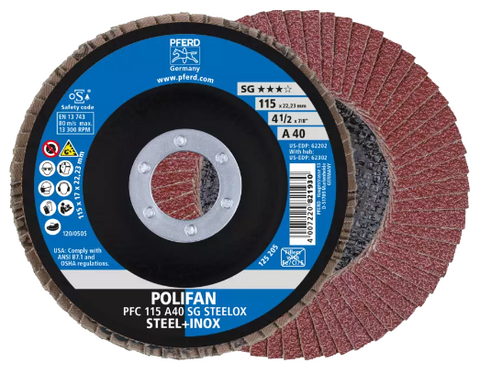 7" x 7/8" A.H. POLIFANÃ‚Â® Flap Disc - A SG STEELOX, Aluminum oxide, 80 Grit, Conical