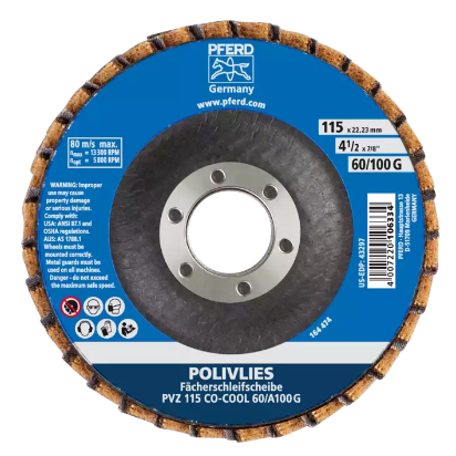 5" POLIVLIESÃ‚Â® CO-COOL Flap Disc - 7/8" Arbor Hole - 120 grit, Fine Grade