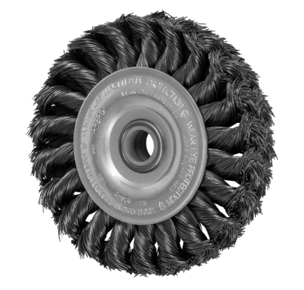 8" Knot Wheel Brush - Double Row - .023 CS Wire, 2" A.H.