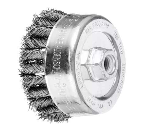 6" F/C Twist Knot Wire Cup Brush - .023 CS Wire, 5/8-11 Thread (int.)