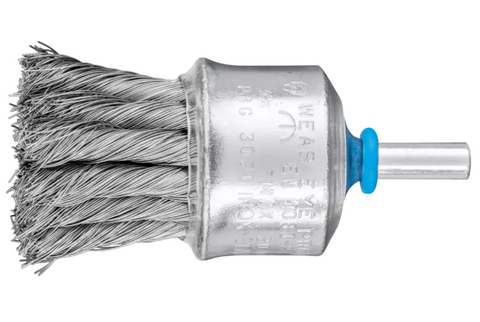 1/2" Pilot End Brush - .004 SS Wire, 1/4 Shaft, 1/4" Pilot Dia.