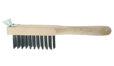 Heavy Duty Scratch Brush w/Scraper - 4 x 11 Rows, CS Wire