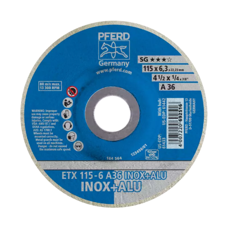 4-1/2" x 1/4" Textile Wheel, 7/8" AH - TX INOX+ALU - Type 27