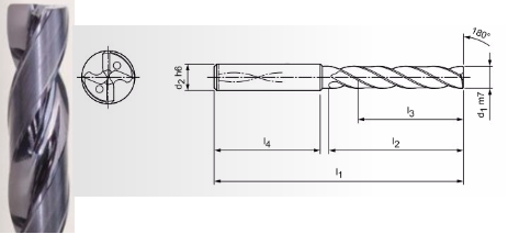 Mapal 9.5mm 5XD Carbide Coolant Thru Flat Bottom Drill