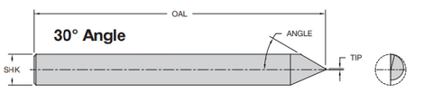 Onsrud 37-25 .020 SC SINGLE EDGE 30 DEG ENG BIT