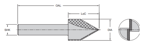 Onsrud 37-87 1 1/2 CT DOUBLE EDGE 90 DEG LETTRNG BIT