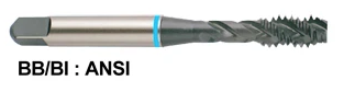 BF786 1-8, H6 4 FLUTED SPIRAL FLUTED MODIFIED BOTTOMING SUPER HSS TAP